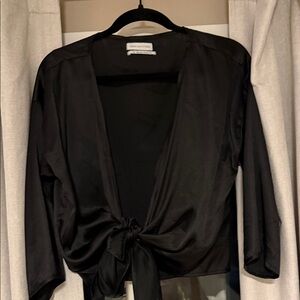 Satin Black tie front top